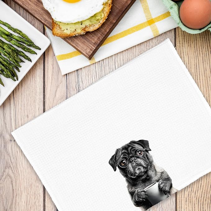 Dog Pug Kitchen Towels, Funny Cute Hand Bathroom Towels Gifts - Image 6