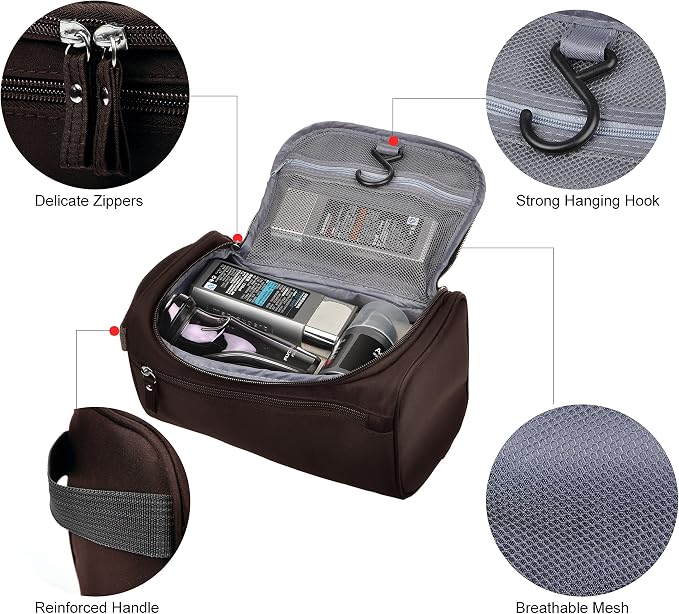 Vercord Mens Toiletry Bag Wash Travel Small Shaving Dop Kit Shower Bathroom - Image 4