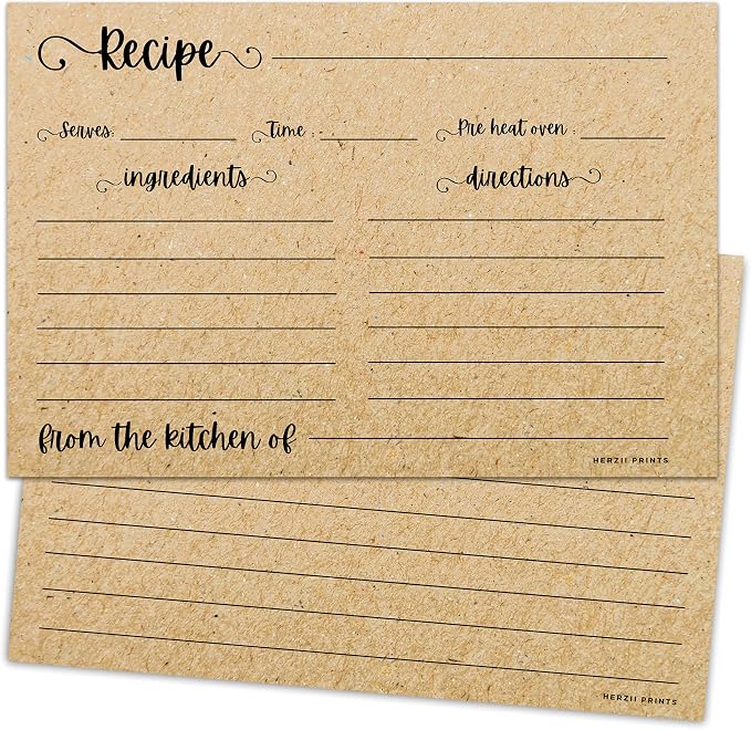 HerZii Prints Double Sided Recipe Cards 3x5 Inches by HerziiPrints