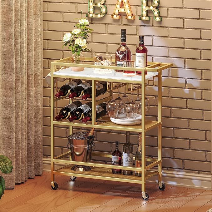 MAHANCRIS Bar Cart for Home, 3-Tier Serving Cart by MAHANCRIS