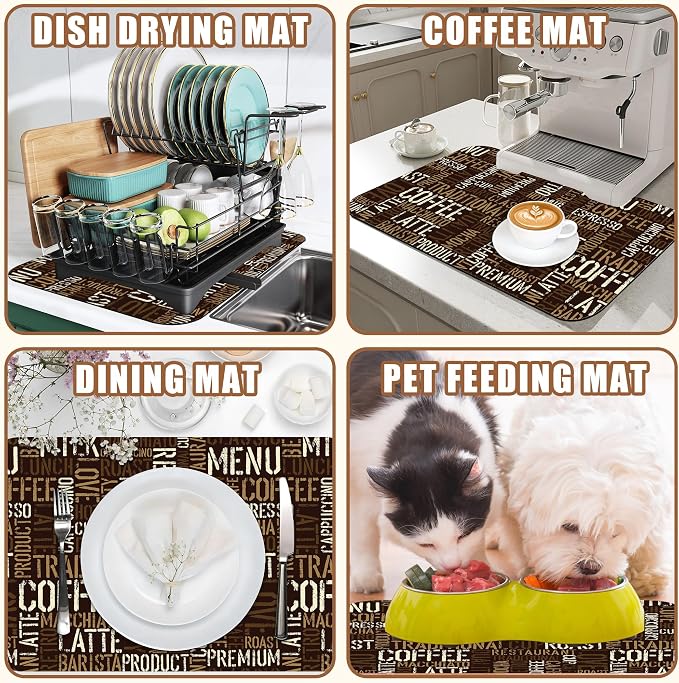 Vintage Coffee Cup Coffee Mat Absorbent Dish Drying Mat - Image 7