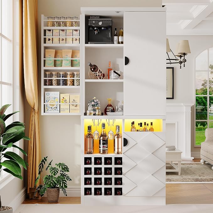 kepptory 72" Tall Kitchen Pantry Storage Cabinet, Freestanding Bar Cabinet by kepptory