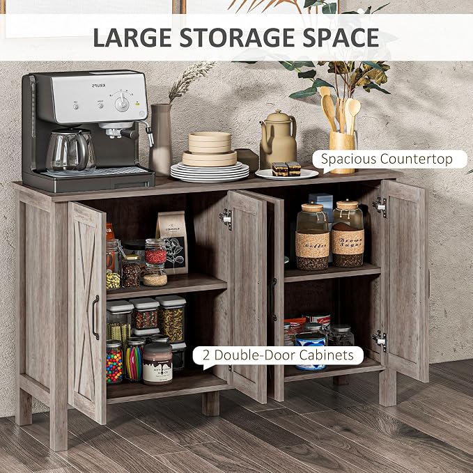 HOMCOM Buffet Cabinet, Farmhouse Coffee Bar Cabinet - Image 4