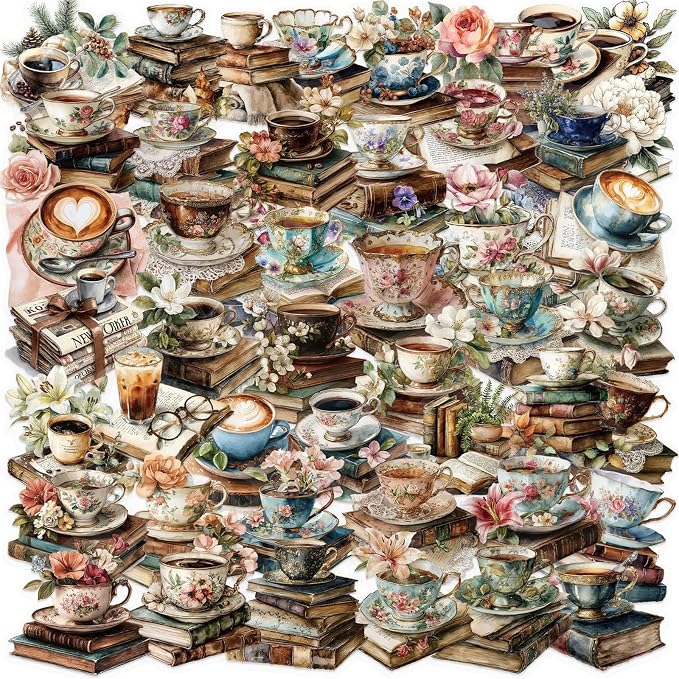 50 PCS Vintage Coffee Book Stickers by Unknown