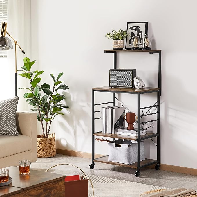 Yaheetech Bakers Rack on Wheels, Microwave Stand Cart Coffee Bar Stand - Image 7