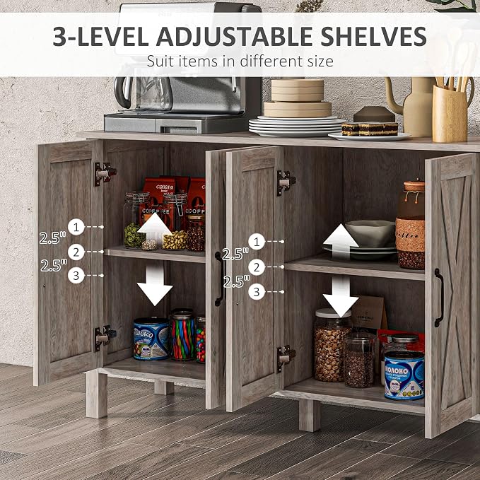 HOMCOM Buffet Cabinet, Farmhouse Coffee Bar Cabinet - Image 5