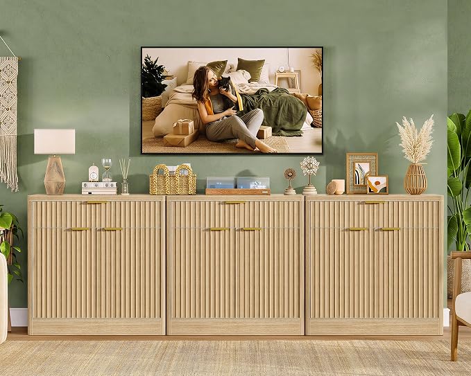 TEENFON 63" Fluted Buffet Sideboard Cabinet - Image 4
