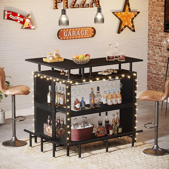 Tribesigns Home Bar Unit, L-Shaped Bar Table - Image 4
