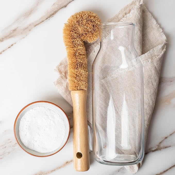 2PCS Coconut Brush Fiber Bottle Wooden Cleaning Brush, Scrub Head - Image 6