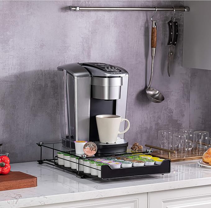 K Cup Holder for Counter, 42pods K-Cup Storage Coffee Capsules Pod Holder Glass - Image 7