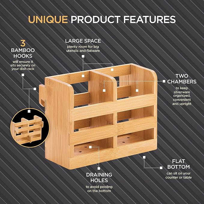 Bamboo Utensil Holder for Dish Rack - Image 4