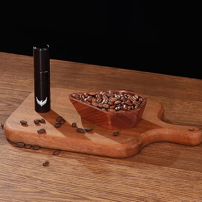 Walnut Coffee Bean Dosing Cup and RDT Spray Bottle, Wooden Espresso Dosing - Image 6