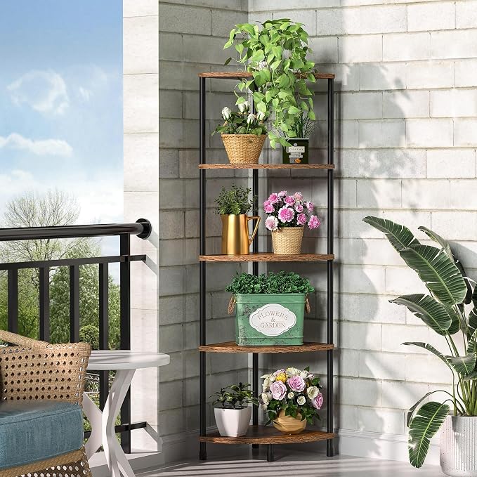 Corner Plant Stand Shelf, 5 Tier Tall Shelf Plant Stand by Greatseas