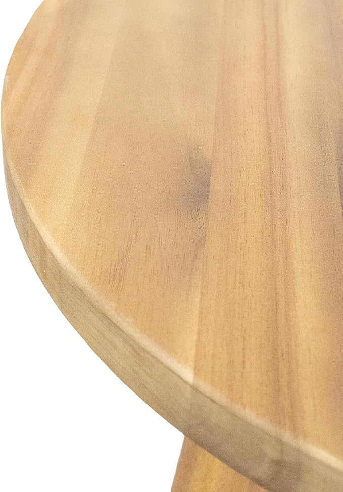 Round Acacia Wood End Table in Natural Finish, Marina Mod Side Table - Image 6