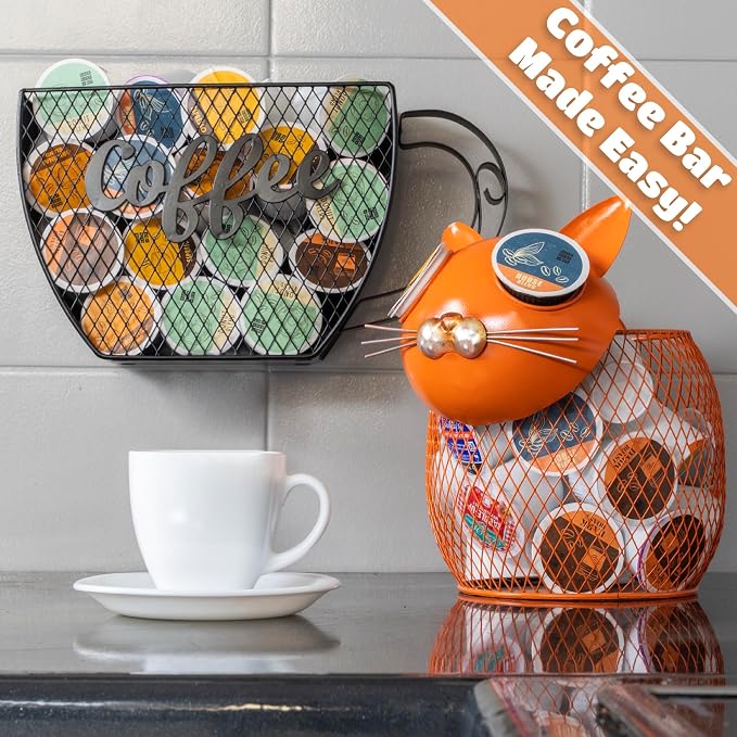 Made Easy Kit Cat Coffee Pod Holder Basket – Metal K-Cup Organizer - Image 6