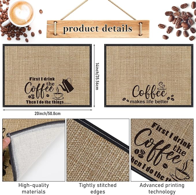 Cunhill 2 Pieces Coffee Bar Mat, Coffee Bar Accessories 20 x 14 Inch Coffee Bar - Image 5