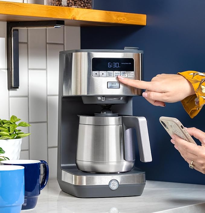 GE Drip Coffee Maker With Timer | 10-Cup Thermal Carafe Coffee Pot Keeps Coffee - Image 4