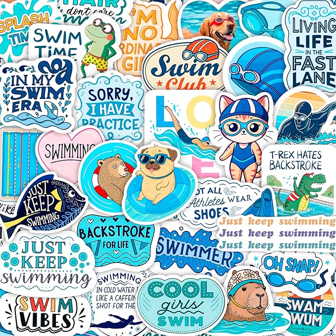 100Pcs Swim Stickers, Swimming Stickers by BulbaCraft
