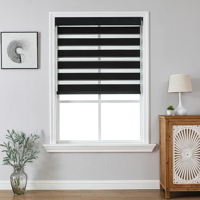 Joydeco No Drill Zebra Blinds for Windows, Cordless Day & Night Dual Sheer - Image 2