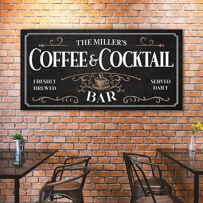 AWESOMETIK Personalized COFFEE COCKTAIL BAR Sign, Coffee Decor Set, - Image 5