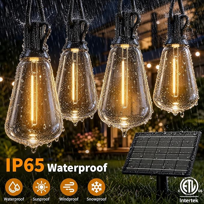 Hotsonic Solar Outdoor String Lights Waterproof, 100FT Remote Control LED - Image 4