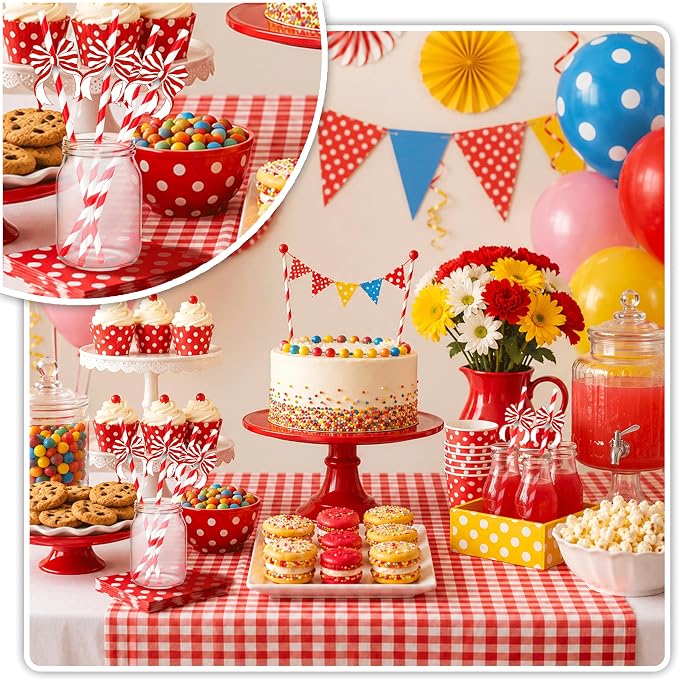 Red Bow Drinking Straws, Disposable Straw, Party Supplies - Image 4