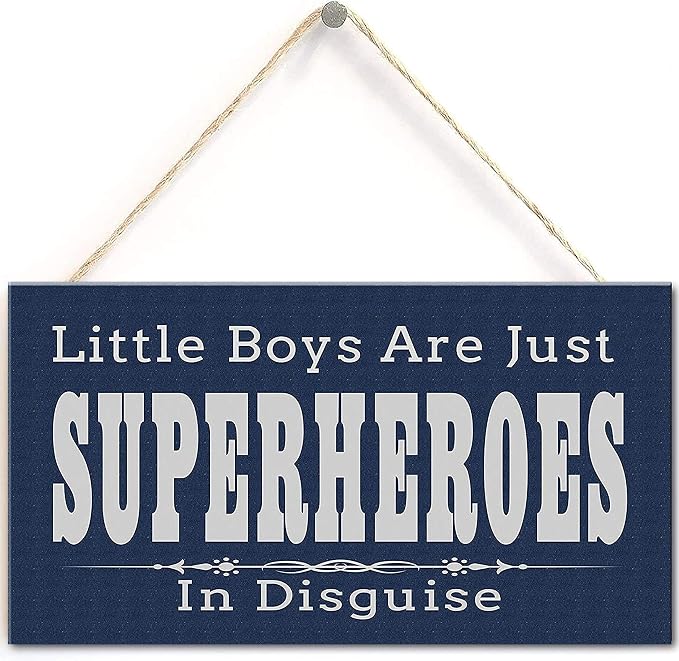 Little Boys are Just Superheroes in Disguise, Superheroes Kids Room Decor Sign by Unknown