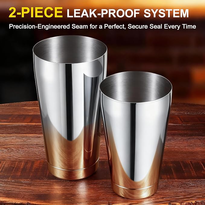 Boston Shaker Set, 18oz & 28oz 2-Piece Tins, Professional 304 Stainless Steel - Image 4
