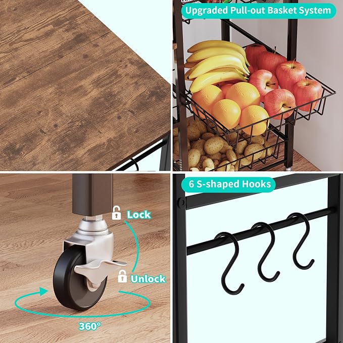 HapiRm Rolling Kitchen Microwave Cart - Image 4