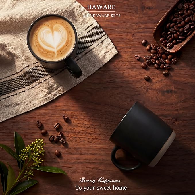 HaWare 13OZ Coffee Mugs Set of 4, Stoneware Coffee Cups, Ceramic Latte Mug - Image 7