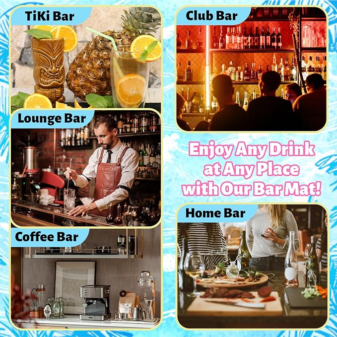 Bar Mats for Countertop – 12" x 18" Tropical Pattern Rubber Bar Mat for Home Bar - Image 6