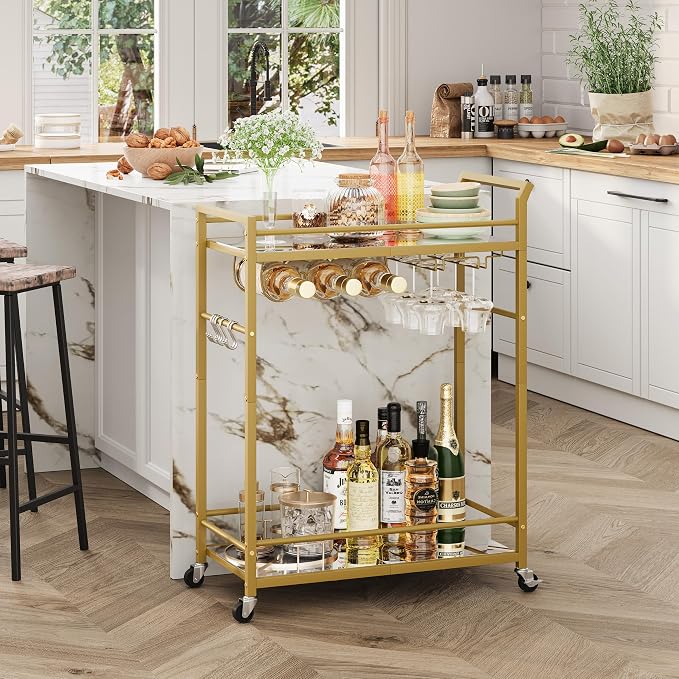 3 Tier Bar Cart, Small Beverage Cart, Mini Bar Cart - Image 3