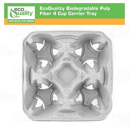 Pulp Fiber Cup Tray Biodegradable 4 Cup Carrier 25 Pack by EcoQuality - Image 3