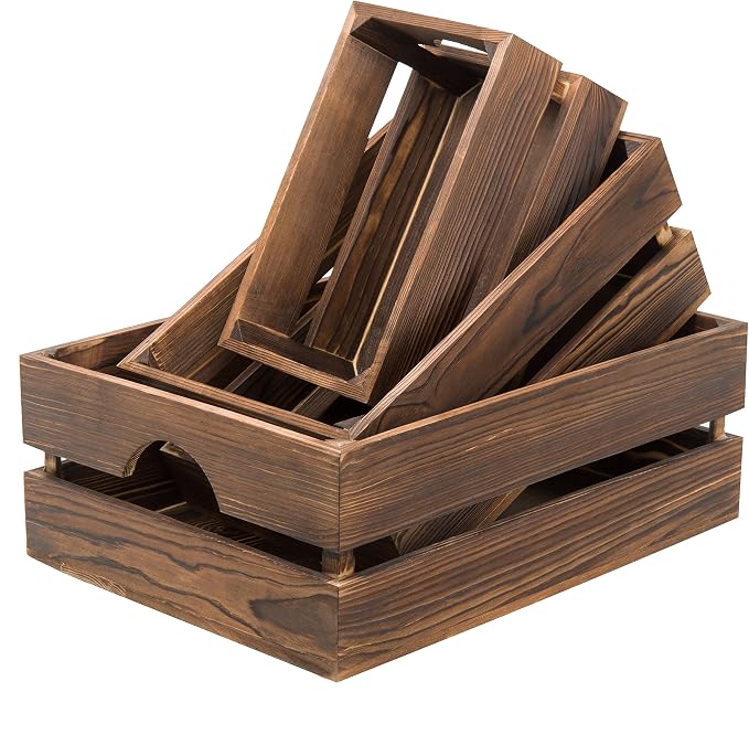 MyGift Rustic Dark Brown Solid Wood Storage Organizer Box - Image 6