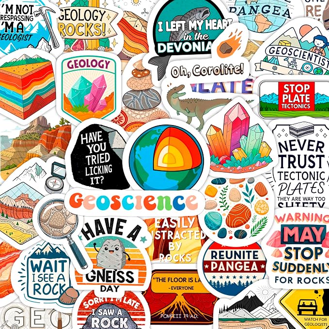 100Pcs Geology Stickers for Water Bottles, Geologist Stickers by BulbaCraft