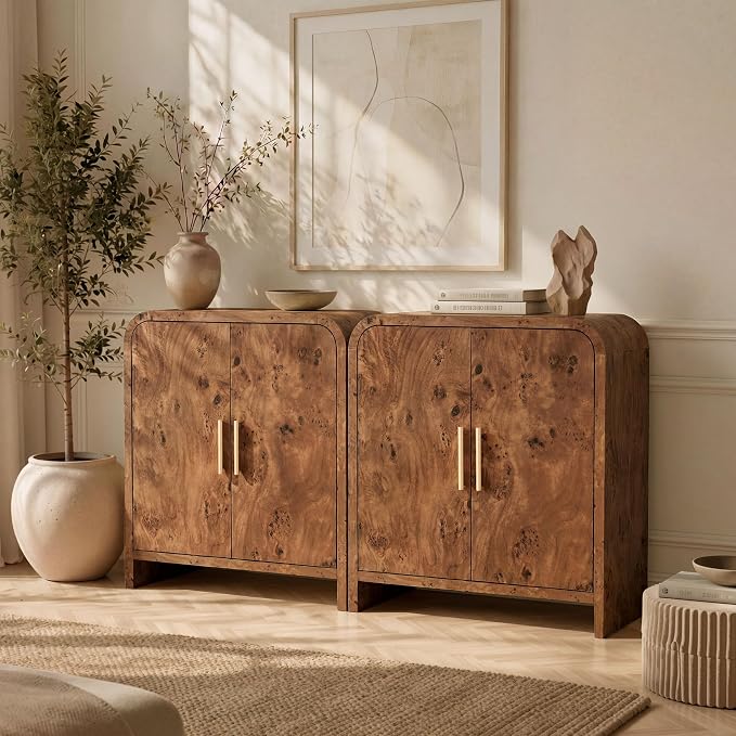 Set of 2 Curved Buffet Storage Cabinet by TheBeautyofRusticRefined