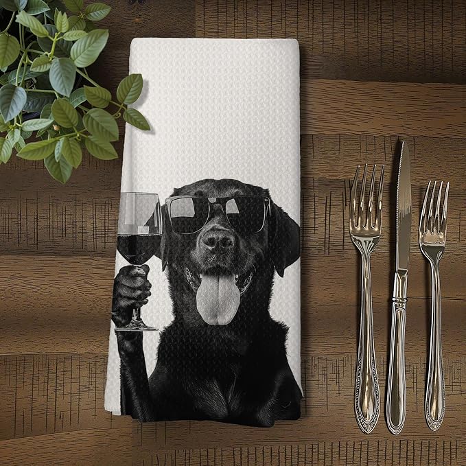 Funny Black Labrador Wine Kitchen Towels, Labrador Gifts - Image 5
