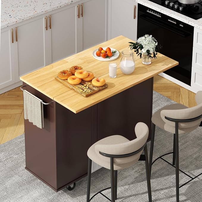 Shintenchi Kitchen Island with Folding Drop Leaf, Rolling Island Table with by Shintenchi%7CFurnitureMadeforRealLife
