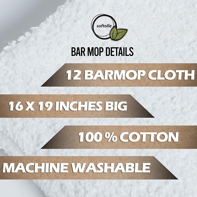 Towels Kitchen Bar Mops Towels, 100% Cotton Super Absorbent White Bar Towels - Image 7