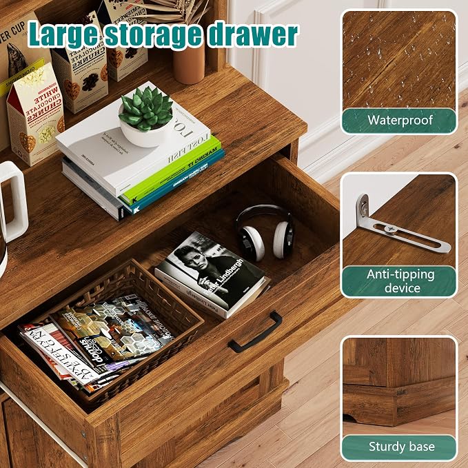 Vongrasig Tall Kitchen Pantry Storage Cabinet, Modern Pantry Cabinet - Image 6