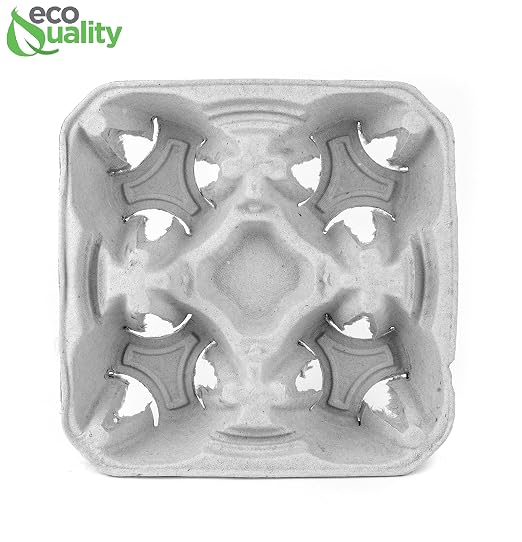 Pulp Fiber Cup Tray Biodegradable 4 Cup Carrier 10 Pack by EcoQuality - Image 3