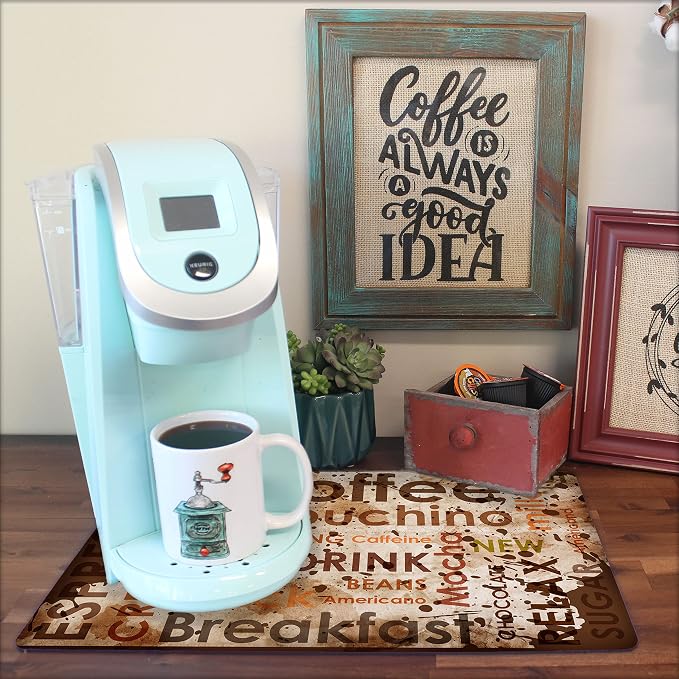 Coffee Maker Mat for Countertop – Absorbent, Non-Slip Coffee Bar Mat, Protects - Image 3