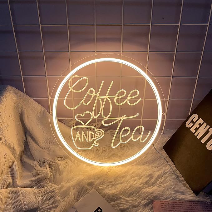 Coffee Neon Sign, Coffee and Tea Neon Signs, Dimmable LED Coffee Bar Hanging by Letourlivesbefullofloveandcolor