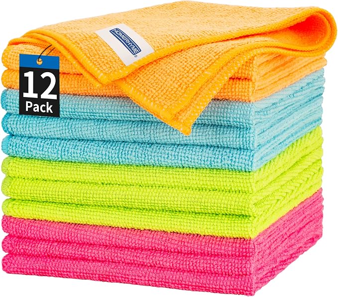 Microfiber Cleaning Cloth 12 Plus 20 Pack Cleaning Towels, Lint Free Rag - Image 2