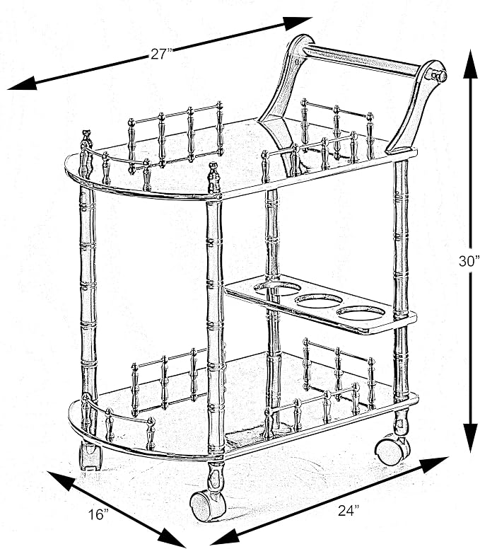 Serving Bar Cart Tea Trolley, 2 Tier Shelves on Rolling Wheels, Mobile Liquor - Image 6