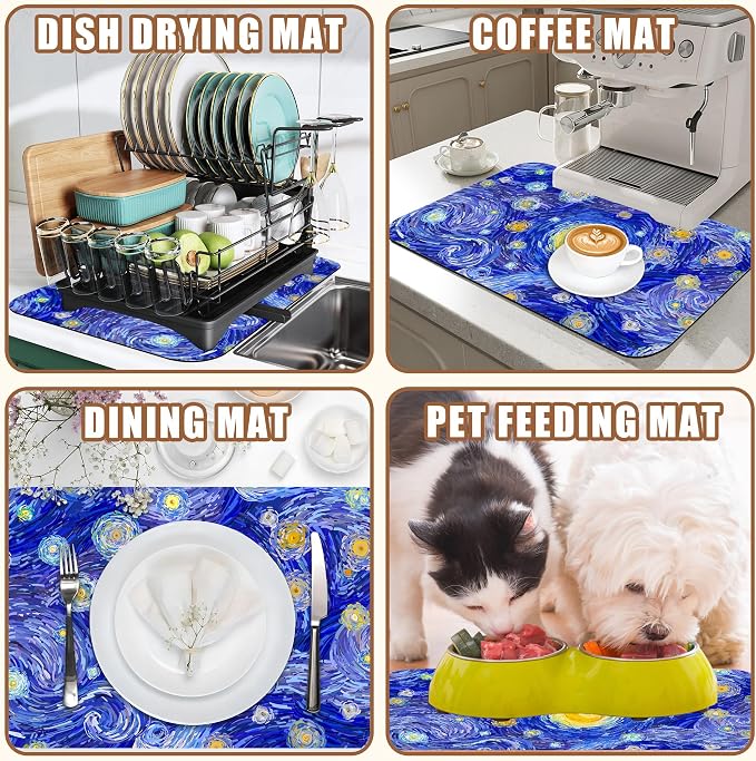 Starry Night Coffee Mat Absorbent Dish Drying Mat - Image 7