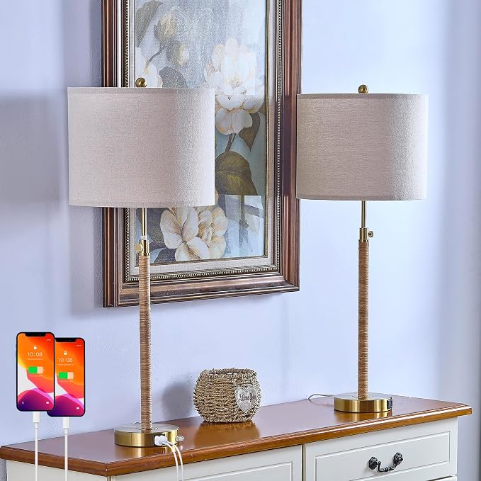 Maxax Rattan Buffet Table Lamp Set of 2 - Image 3