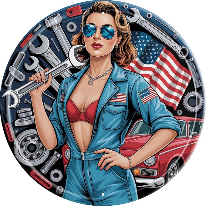 AWISZZZ Maintenance Room Metal Sign 8x8in Round Industrial Plaque by AWISZZZ