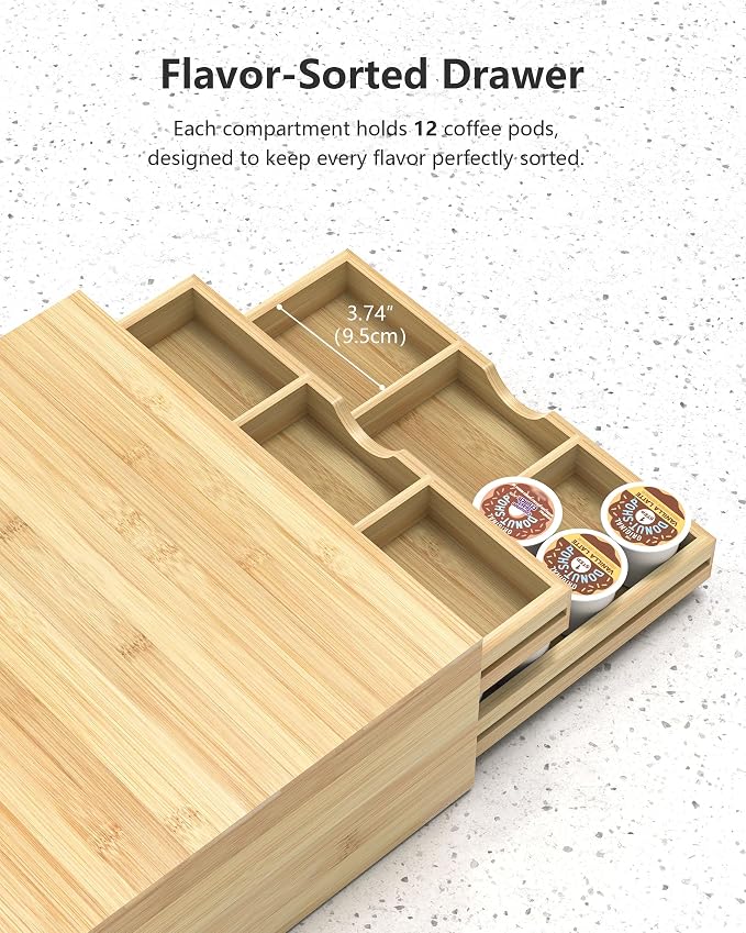 Bamboo Coffee Pod Drawer Organizer Compatible - Image 5