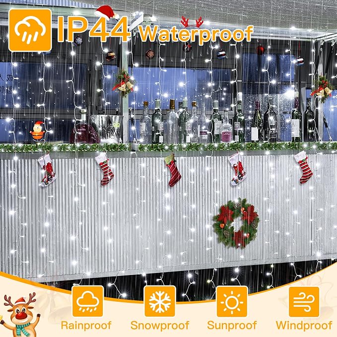 Ollny Curtain Lights 6.6x6.6ft, 200 LED White Christmas Lights - Image 5